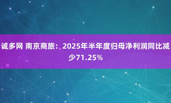 诚多网 南京商旅：2025年半年度归母净利润同比减少71.25%